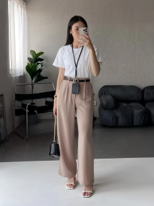 ALOHA Maiden Pants 6702 FREE BELT - Celana Kantor Formal Casual Wanita Polyester - Trousers Pants