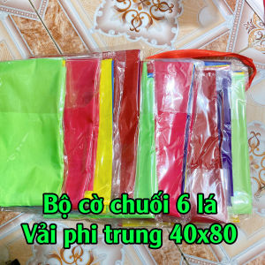 Bộ Cờ Chuối Cờ Phướn 6 lá đủ màu sắc vải Phi bóng đẹp chịu nắng mưa