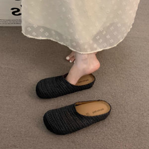 Free Shipping Unique Mesh Hollowed-Out Breathable Open-Toe Half-Slipper Sandals For Women 2026 Summer New Style Suitable For Outdoor Wear Roman-Style Half-Coverage Sandals