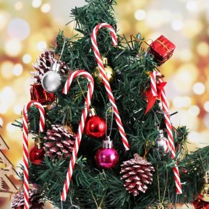 10Pcs Merry Christmas Acrylic Candy Cane Ornaments Hanging Pendant Decoration Xmas Decor for Home Tree New Year Home Decorations