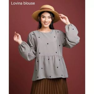 SENNA STORE - LOVINA BLOUSE Baju Blouse Wanita Remaja Dewasa Terbaru Kekinian 2023 Bahan Wolfis Aplikasi Bordir Nyaman Adem Polos Lengan Panjang OOTD Fashion Trendy Ala KOrean Style Outfit Atasan Kekinian Gaya Simple Elegan