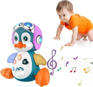 Crawling Penguin Baby Musical Toys Baby Tummy Time Toys for Infant 0-3 0-6 6-12 12-18 Months Music Learning Crawl Interactive Development Toy with LED Lights Babies Toddler Boy Girl Birthday Gift