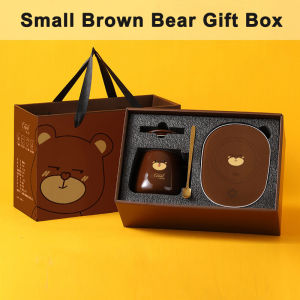 Little Yellow Duck Electric Mug Warmer Thermostat Cup 55 Degrees Warm Cup Ceramic Mug Pads Automatic Heating With Water Cup Coffee Constant Temperature Coaster Set Gift Box Christmas Gift