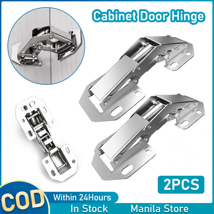 2pcs Cabinet Hinges 3 Inch 90 Degree No-Drilling Hinge Hydraulic Soft ...