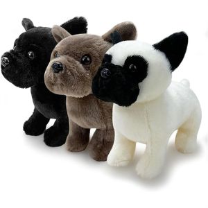 TURHA สัตว์เหมือนจริง ตุ๊กตาบูลด็อกฝรั่งเศส สุนัขยัดไส้ การจำลองแบบจำลอง สุนัขยัดไส้สัตว์ Kawaii plushies สุนัขน่ากอด ของขวัญที่ดีที่สุด