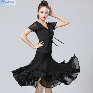 Phụ nữ Latin Salsa Rumba Cha Cha phòng khiêu vũ trang phục khiêu vũ tập luyện và váy xoè Bộ màn trình diễn khiêu vũ