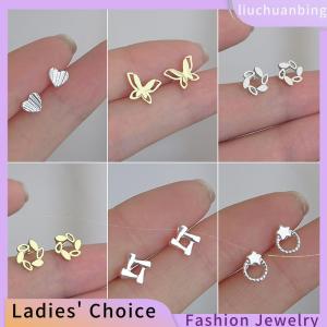 [COD] liuchuanbing Jewellery 1 cặp tối giản kim bạc đinh tán Tai Tulip nhỏ Anh đào tình yêu nhỏ bông tai trái tim Phụ Nữ Bướm Xỏ Khuyên Tai Quà Tặng
