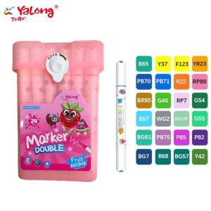 Yalong 12/24 Colors Fruit Scented Marker Pens Double-head Markers Art Crafts Supplies School Supplies