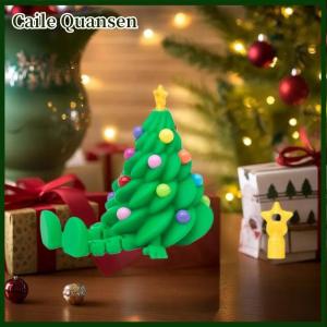 Caile เครื่องประดับคริสต์มาสพิมพ์ลาย3D น่ารักตั้งโต๊ะประดับต้นคริสต์มาสที่มีข้อต่อที่มีสีสันและรูปทรงที่สามารถเคลื่อนย้ายได้ของตกแต่งของขวัญคริสต์มาส