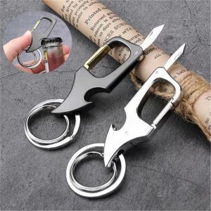 Multi-function Keychain Bottle Opener Keyring Foldable Mini Knife Ring Waist Hanging Car Key Holder