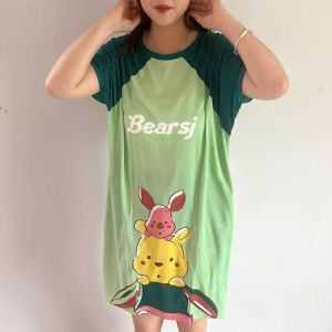 ชุดนอนแขนสั้นกางเกงขาสั้น ลายการ์ตูน น่ารักมาก ใส่สบายมาใหม่ชุดนอนแขนสั้น -กางเกงขาสั้น ชุดนอนผู้หญิง ชุดนอนผ้าคอตตอน ชุดนอนลายการ์ตูน คอปกกระดุมหน้า