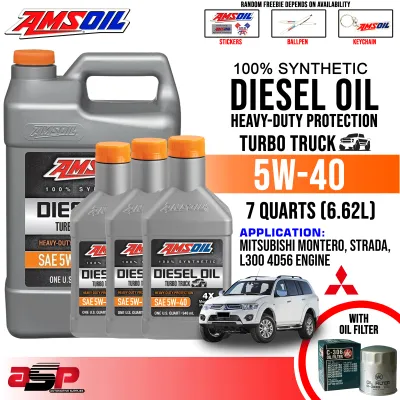 AMSOIL 5W-40 Heavy-Duty Turbo Truck Fully Synthetic Diesel Oil 7 Quarts for Mitusbishi Montero L300 Strada 4D56 Engine