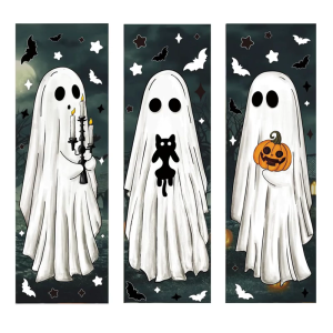 Horror Ghostly Pattern Window Cling Plastic Static Decoration Adhesive Glass Door Decal Halloween Home Office Decoration