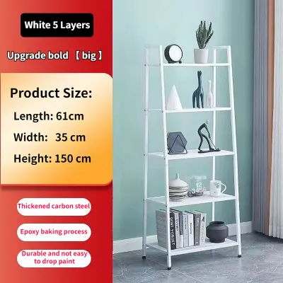 G-H 4-Tier Metal Wrought Iron Floor Rack Nordic Style Display Rack For Living Room/Bedroom/Kitchen/Bathroom/Home Office