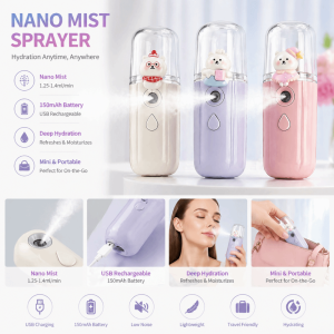 ONTOSTORE90RE8 Nano Spray Handheld Humidifier USB Rechargeable Skin Care Facial Sprayer Portable Aromatherapy Oil Diffuser Summer Hydration