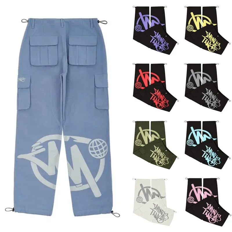 mens cargo pants Harajuku Casual Loose Punk Rock Straight Wide Leg Trouser  Streetwear Pant Retro Street Trend Overalls 3 ELNN