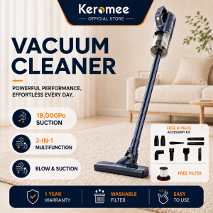 Keromee 3-in-1 Cordless Stick & Handheld Vacuum Cleaner with Blower HEPA Filter 1.5L Dust Cup for Pet Hair Home & Car