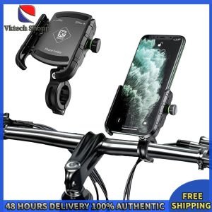 Vktech Bike Phone Holder with Shock Absorption for Mountain Biking and Scooters Compatible with Large Smartphones and GPS
