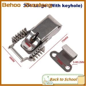 Behoo Stainless steel 304 spring hasp toolbox toggle latches lock wood suitcase buckle hinges Furniture Hardware Accessories