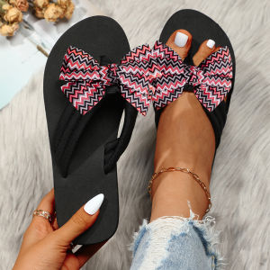 [Free Shipping] New Summer Flip-Flops For Women Fashionable Outdoor Sandals WomenS Thick-Soled Large-Size Bowknot Slippers