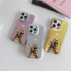 Customized Name Glitter PU Leather Leopard Case For Iphone 13 17 16 14 Pro Max 15plus Cases Hard Metallic PU Covers high quality