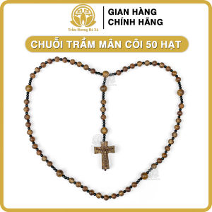 Chuỗi tràng mân côi 50 hạt trầm hương thánh giá công giáo cầu nguyện kết nối tình yêu và sự hiện diện Thiên Chúa