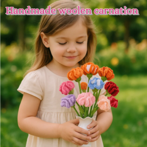Handmade Crochet Carnation Bouquet Knitted carnation finished product knitted wool hand-knitted carnation creative knitted rose Mothers Day carnation bouquet immortal flower creative birthday gift