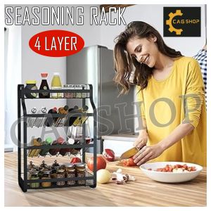 CAG SHOP 4 Layer Kitchen Seasoning Rack Sauce Jars Condiments Shelf Countertop