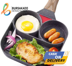 Burger Egg Grill Frying Pan 2 Lubang 1 Pan Anti Lengket / wajan teflon penggorengan praktis