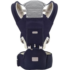 Baby Carrier with Hip Seat YIYUNBEBE 6-in-1Baby Carrier Newborn to Toddler Adjustable Detachable Infant Baby Holder Carrier for 7-44lbs All Seasons Dark Blue