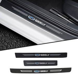 9Pcs/Kit Carbon Fiber Car Door Sill plate Sticker for Geely Okavango Coolray Car door plate Protector Strip