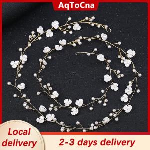 [COD] AqToCna Ship within 24 hours Crystal Headbands Wedding Hair Accessories Handmade Floral Pearl Rhinestone Hair Ornament For Bride Girls