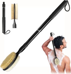 Gobiteli Back Scrubber with Soft and Stiff Bristles 17-25 Long Handle Dual-Sided Shower Brush for Body for Deep Cleaning