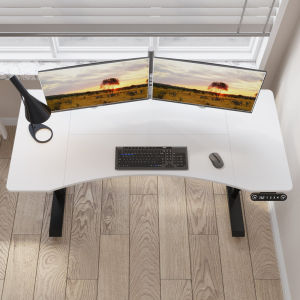 BilBil 55 inches 1.4M Electric Standing Desk Single Motor Desk  Height Adjustable Stand  Desk Laptop Table Adjustable Desk 140cm  with Table Top U Shape With  Wheels