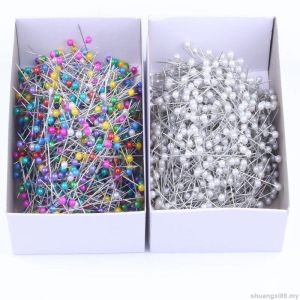 【现货正品】Cloth staple color pearl pin pushpin decoration box staple tailor flow布料大头钉彩色珍珠针图钉装饰盒装短钉裁缝插花DIY衣服厘米别针10.6