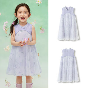 Balabala Trẻ Em váy con gái Đầm trẻ em 2025 Mùa Hè Mới Trung Trẻ mới cho trẻ em phong cách truyền thống Không Tay Net Dress