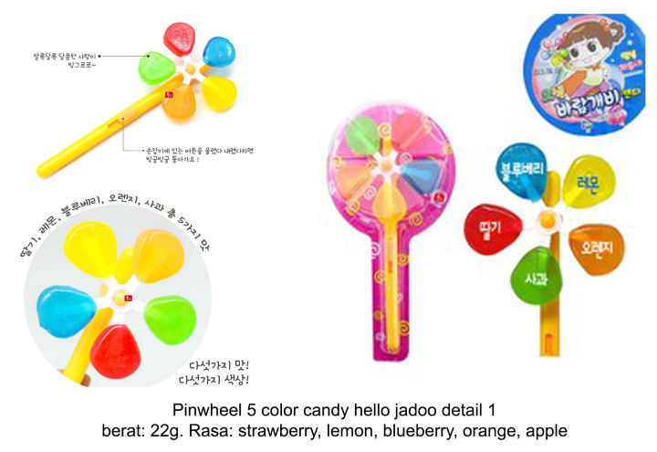 ORI KOREA PINWHEEL 5 COLOR CANDY HELLO JADOO