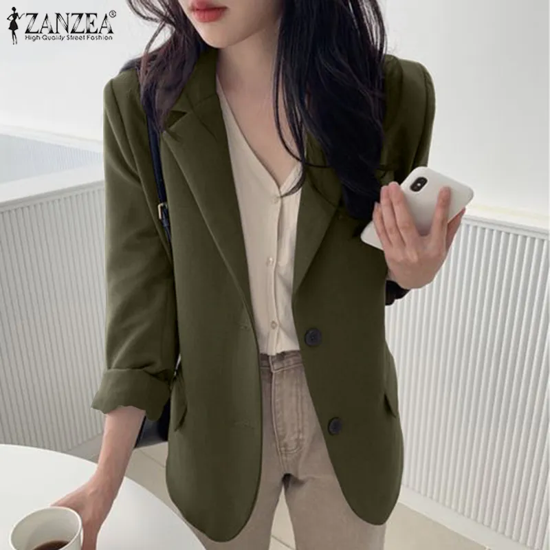 HijabFab ZANZEA Womens Ladies Long Sleeve Blazer Suit Work Formal Business  Office Jacket Coat Plus Size #10
