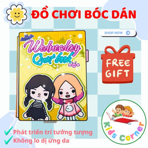 Ngôi nhà của búp bê giấy học liệu bóc dán quiet book Wednesday đồ chơi giấy làm sẵn