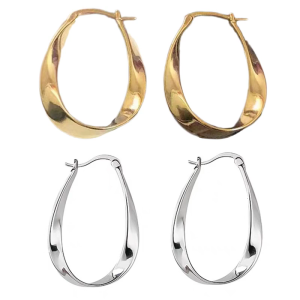Elegant Silver Color Mobius Strips Hoop Earring Portable for Women with Unique Geometric Twist Designs Casual Wear