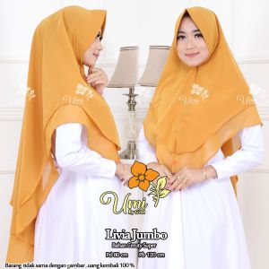 Terlaris Hijab Khimar 2 Layer Livia Polos Jilbab Syari Dua Layer Cerruty Babydoll Umi Hijab By GJM