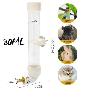 ที่ให้น้ำอัตโนมัติ ขวดน้ำนก หลอดให้น้ำ ขวดใส่น้ำนกแก้ว แบบติดกรง หัวทองเหลือง ป้องกันน้ำหก ขนาด 80ml 150ml