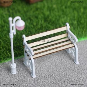 [COD] quanchufjia บ้านตุ๊กตา2ชิ้น เซ็ตม้านั่งสวนไม้ขนาดเล็กไฟถนนเครื่องประดับสวนนางฟ้าเฟอร์นิเจอร์กลางแจ้งโมเดลของเล่นตกแต่ง