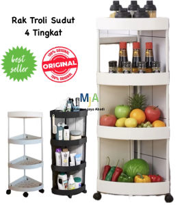 ( BISA COD ) PROMO Rak Troli Susun 4 Tingkat / Rak Kamar Mandi / Rak Dapur / Rak Tingkat Portable Roda / Rak yiyi / Rak Serbaguna