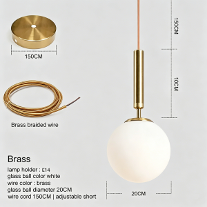 Nordic Glass Ball Modern Pendant Lights Creative Minimalist LED Hanging Lamp Designer for Bedroom Bedside Dining Room Coffee Bar