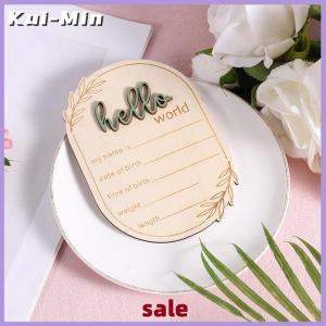Kui-Min Baby Announcement Sign 5.91x4.13 Inch Wooden Newborn Announcement Sign Hello World Newborn Sign