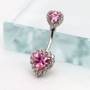2024 S925สเตอร์ลิงเงินสีชมพูสีขาวจี้หัวใจซ้อนกันสะดือเล็บเจาะท้องปุ่มลดอาการแพ้สะดือสตั๊ดฮิปฮอป Y2K ผู้หญิงท้องแหวนอัญมณีประดับร่างกายฤดูร้อน
