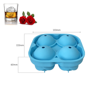 Ready Stock - 4 grid 3D Rose Ice Cube Tray (FREE Mini Filling Funnel) - Sky Blue Flexible Silicone Ice BPA FREE Tray Grade Silicone- ROSE