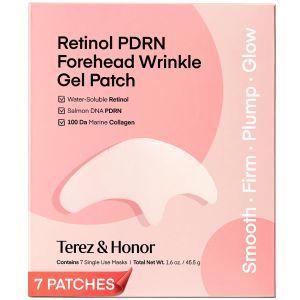 TEREZ & HONOR Retinol PDRN Forehead Wrinkle Patches - Korean Hydrogel Mask for Forehead & Between Eyes Smooths Fine Lines Firms & Hydrates with Collagen Peptide Fragrance-Free 7 Sheets