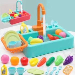 W21Kitchen Toy Plastic Dish Wash Sink Set Children Simulation Pretend Role Play Housework Kit Early Educational Toys for Children
